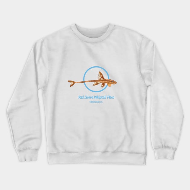 Red Lizard Whiptail Pleco Crewneck Sweatshirt by Reefhorse